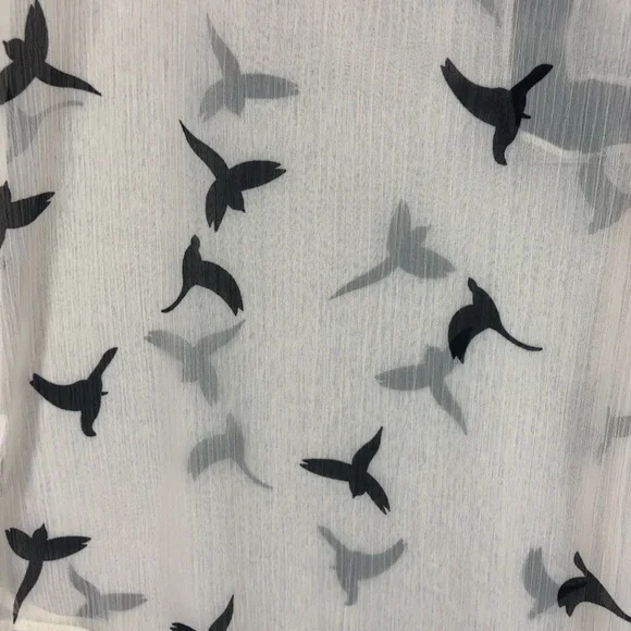 Tank Top Blouse Size XL Bird Print Sheer Lightweight Flowy - Picture 11 of 13